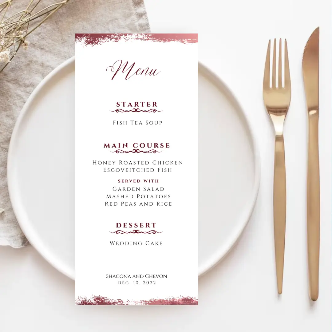 Matte Menu Card