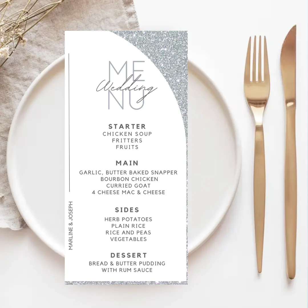 Metallic Menu Card