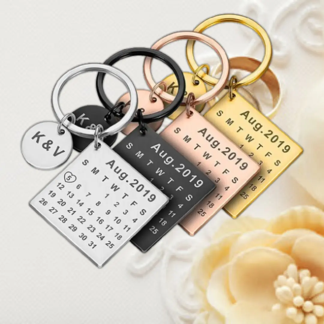 Stainless Steel Calendar Keychain